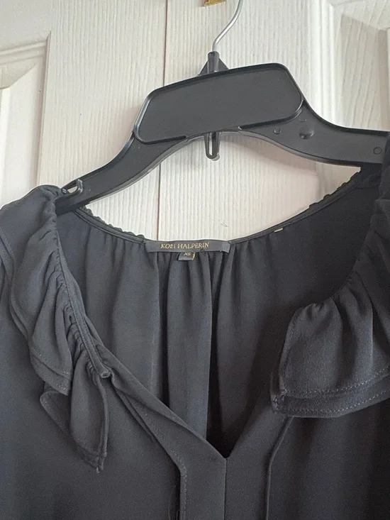 Kobi Halperin Black Ruffle-Neck Long Sleeve Blouse - Picture 3 of 9